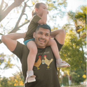 Funny Chicken Easter Hunt Cartoon Donker T-shirt