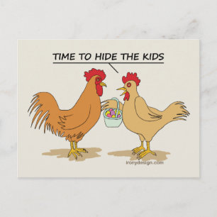 Funny Chicken Easter Hunt Cartoon Graphic Briefkaart