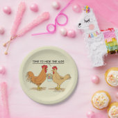 Funny Chicken Easter Hunt Cartoon Papieren Bordje (Feest)