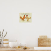 Funny Chicken Easter Hunt Cartoon Poster (Keuken)