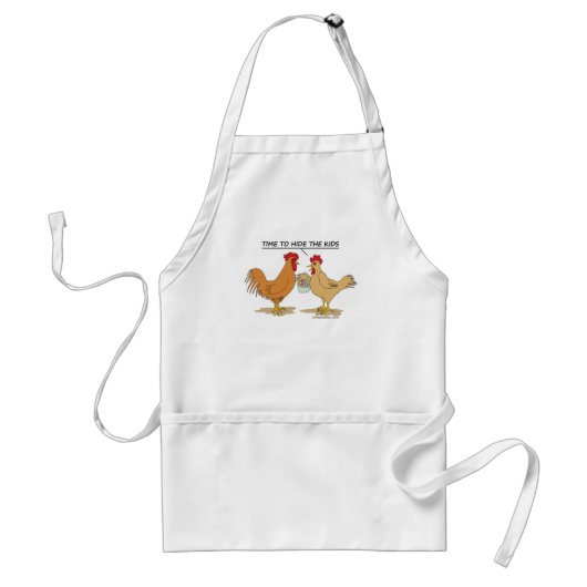 Funny Chicken Easter Hunt Cartoon Standaard Schort (Voorkant)