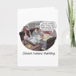 Funny Chicken Funeral Planning met schattige kippe Kaart