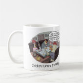Funny Chicken Funeral Planning met schattige kippe Koffiemok (Links)