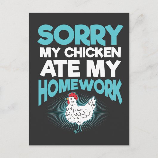 Funny Chicken Gift - Homework School Gezegden Briefkaart (Voorkant)