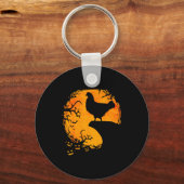 Funny Chicken Halloween Moon Silhouette Soky Chick Sleutelhanger (Voorkant)