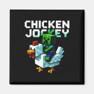 Funny Chicken Jockey Zombie Pixel Art Gamer Shirt Magneet
