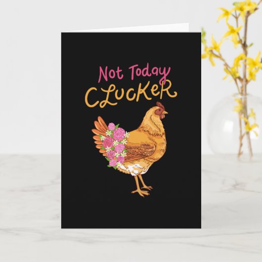 Funny Chicken Kaart (Gele Bloem)