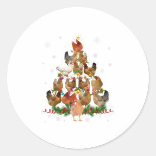 Funny Chicken Kerstboom Pet Chicke Ronde Sticker
