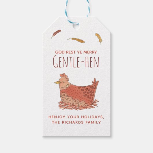 Funny Chicken Kerstmis Cadeaulabel (Voorkant)