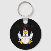 Funny Chicken Middle Finger F-caw-f Rooster Meme Sleutelhanger (Voorkant)