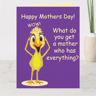 Funny Chicken Purple Mother's Day Card Kaart