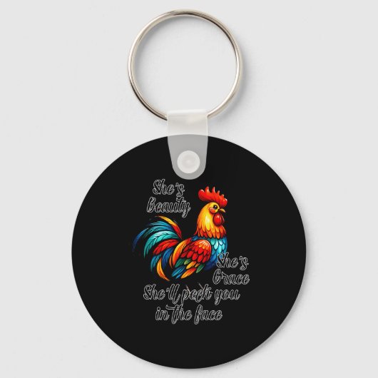 Funny Chicken Quote  Sleutelhanger (Voorkant)