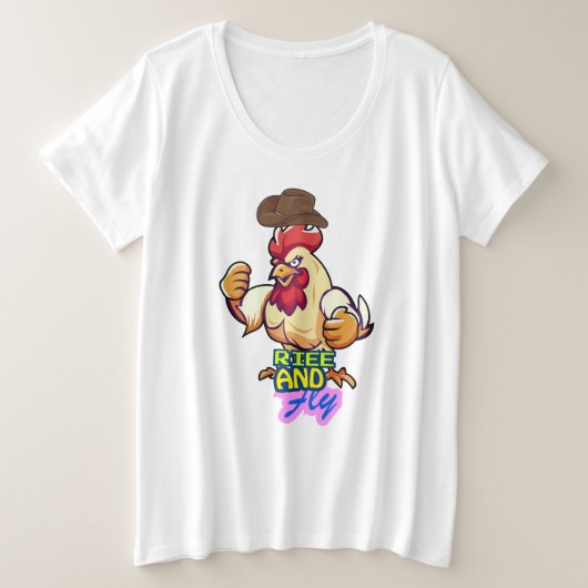 Funny Chicken Rise and Fly” T-Shirt (Design devant)