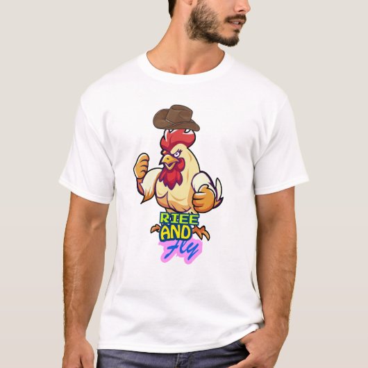 Funny Chicken Rise and Fly” T-Shirt (Devant)