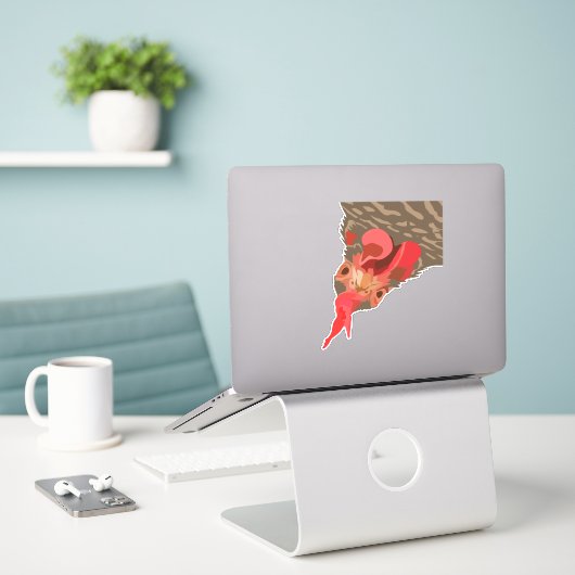 Funny Chicken Upside Sticker (Laptop op bureau)