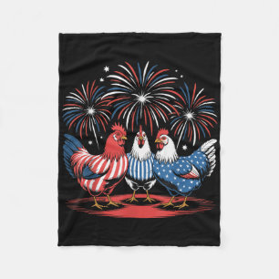 Funny Chicken USA Flag Patriottische Kip Lover 4e Fleece Deken