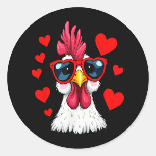 Funny Chicken Valentijnsdag Heart Chicken Couple Ronde Sticker