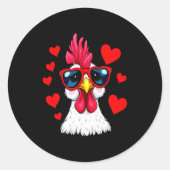 Funny Chicken Valentines Day Heart Chicken Couple Ronde Sticker (Voorkant)
