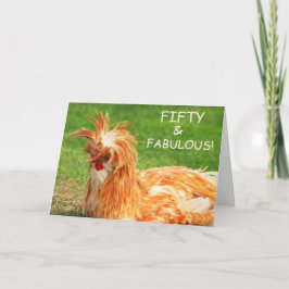 Funny Chicken Vijftig en Fabulous Birthday Kaart