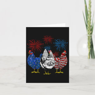 Funny Chickens American Flag Patriotic Farmer 4th Kaart