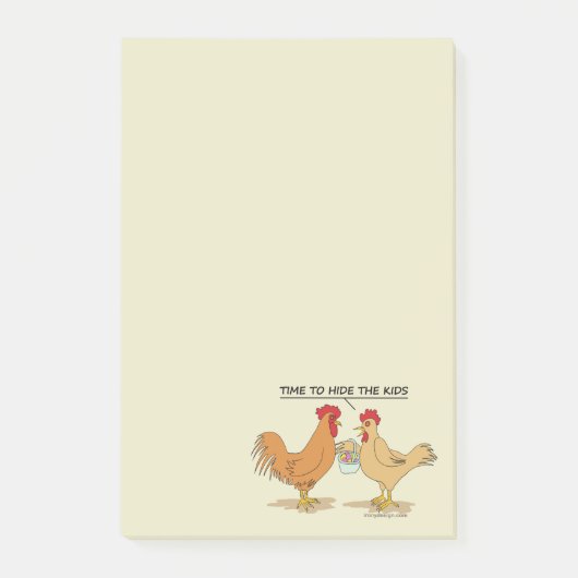 Funny Chickens Easter Egg Hunt Cartoon Post-it® Notes (Voorkant)