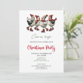 Funny Chickens Festive Red Green Holiday Invites Kaart (Staand voorkant)