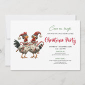 Funny Chickens Hand Drawn Holiday Celebration Card Kaart (Voorkant)