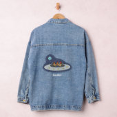 Funny chickens in space cartoon illustratie denim jacket (Hangar)