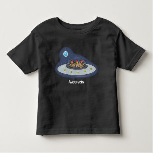 Funny chickens in space cartoon illustratie kinder shirts