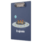 Funny chickens in space cartoon illustratie klembord (Links)