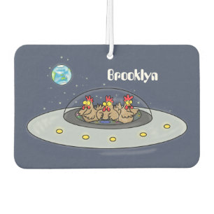 Funny chickens in space cartoon illustratie luchtverfrisser
