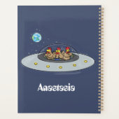 Funny chickens in space cartoon illustratie planner (Achterkant)