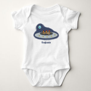 Funny chickens in space cartoon illustratie romper