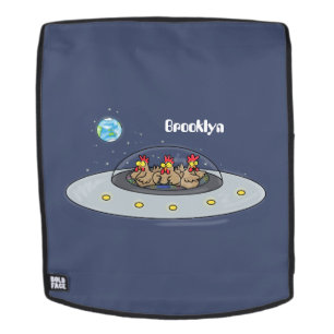 Funny chickens in space cartoon illustratie rugtassen