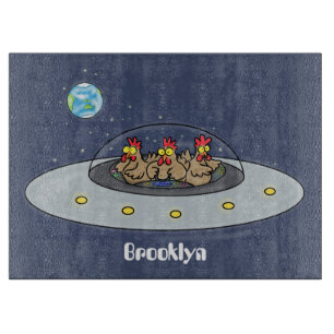 Funny chickens in space cartoon illustratie snijplank