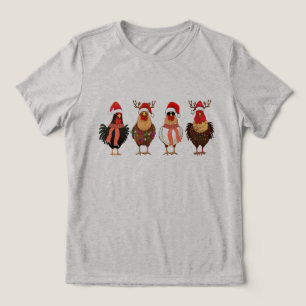 Funny Chickens kerstlampjes Tri-Blend Shirt