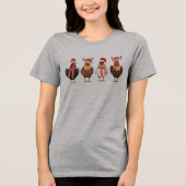 Funny Chickens kerstlampjes Tri-Blend Shirt (Voorkant)
