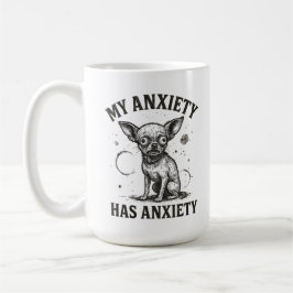 Funny Chihuahua Anxiety Shirt – Distressed Nervous Koffiemok