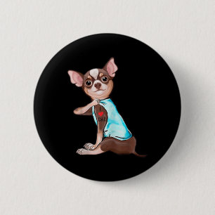 Funny Chihuahua Dog I Love Dad Tattoo Funny Chihua Ronde Button 5,7 Cm