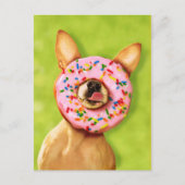 Funny Chihuahua Dog met Sprinkle Donut op Nose Briefkaart (Voorkant)