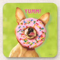 Funny Chihuahua Dog met Sprinkle Donut op Nose