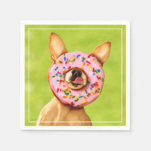 Funny Chihuahua Dog met Sprinkle Donut op Nose Servet