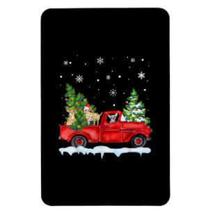 Funny Chihuahua met Red Truck kerstavond Magneet