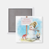 Funny Chihuahua Snowman Magnet Magneet (Voorkant / Achterkant)