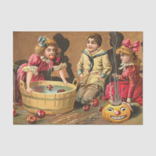  Funny Children Bobbing for Apples op party Tissuepapier