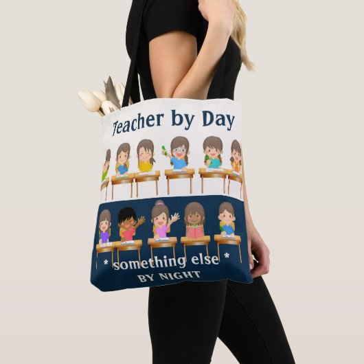 Funny Children Polka Dots Teacher Canvas tas (Dichtbij)