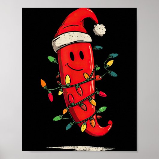 Funny Chili Pepper Christmas Graphics Lights Lover Poster (Voorkant)
