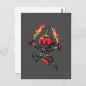 Funny Chili Pepper Fire Ninja Samurai Illustration Briefkaart (Voorkant / Achterkant)