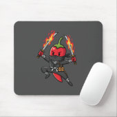 Funny Chili Pepper Fire Ninja Samurai Illustration Muismat (Met muis)