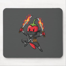 Funny Chili Pepper Fire Ninja Samurai Illustration Muismat